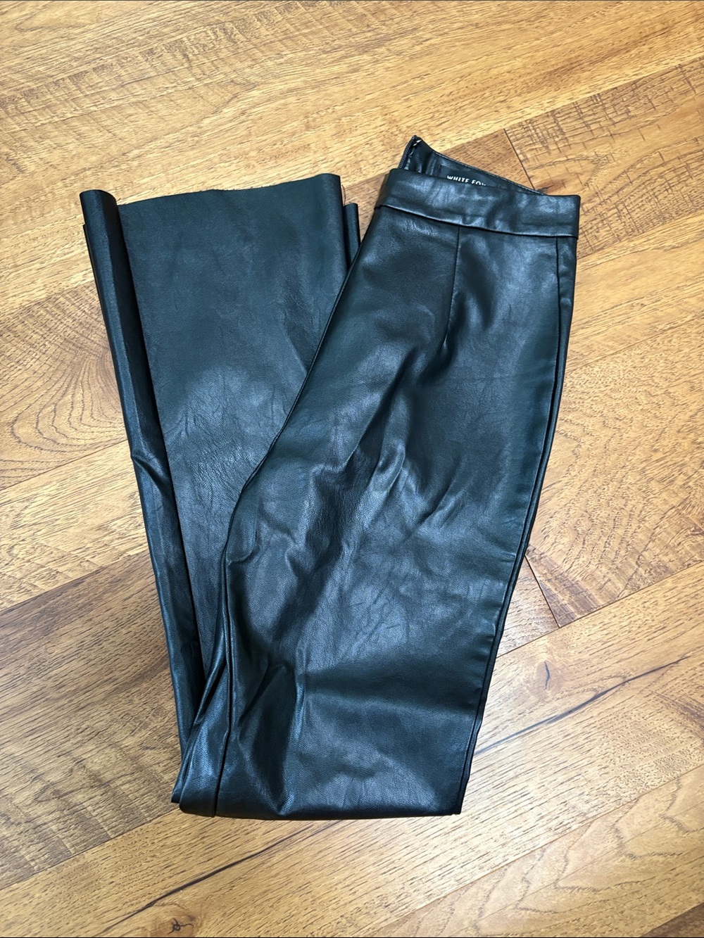 White Fox Boutique Black Faux Leather Flare Pants
